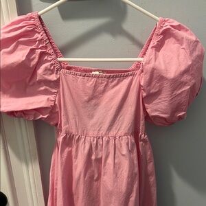 Pink Puff Sleeve Kids Crewcuts Dress with open back